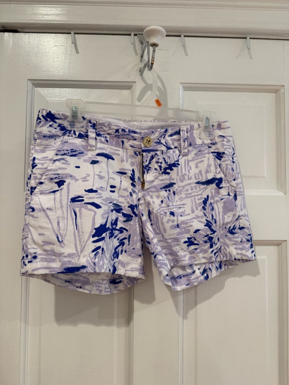 Lilly Pulitzer White Shorts with Blue Floral Print